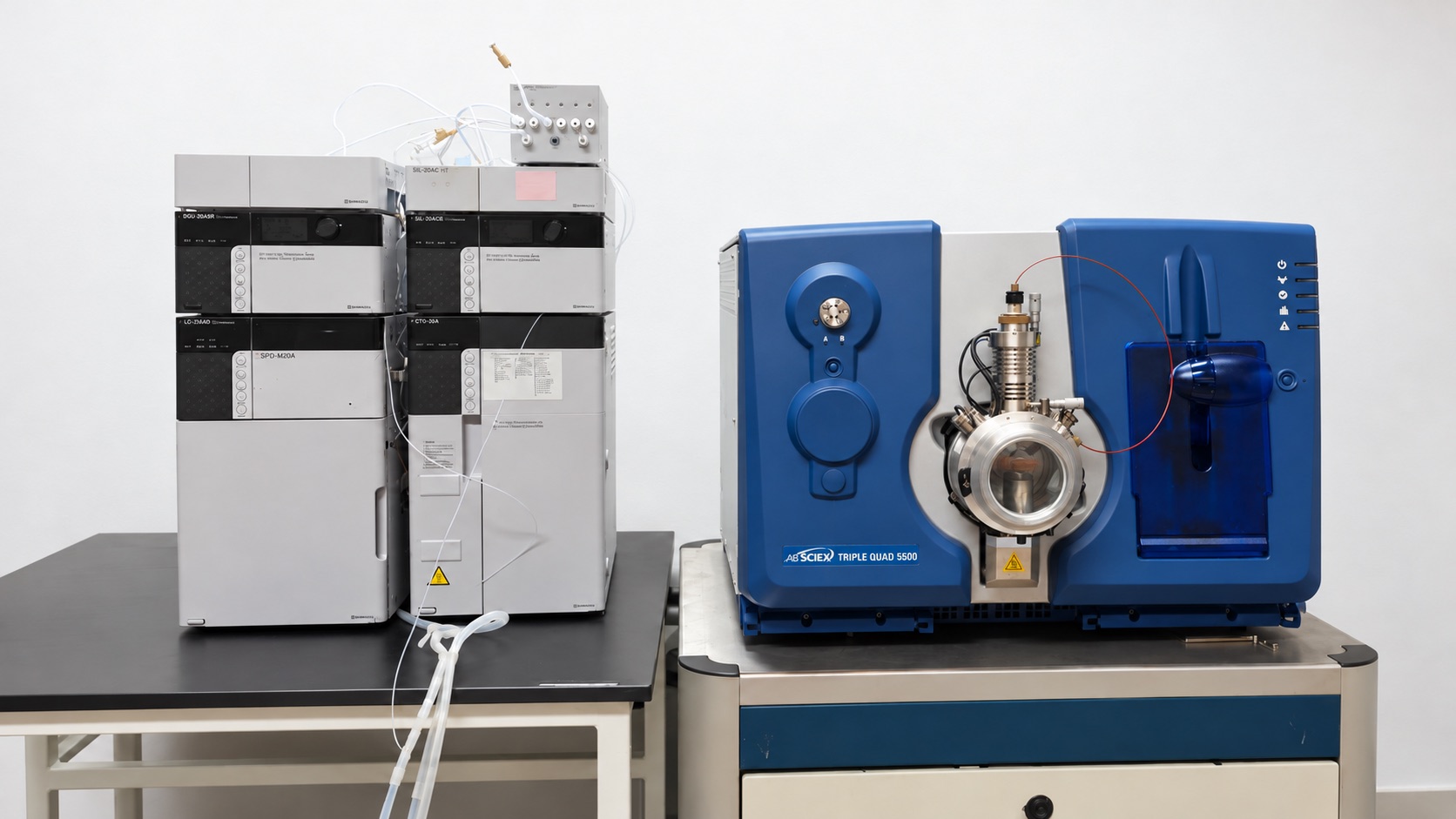 SCIEX Triple Quad 5500 with its Shimadzu HPLC front end on the bench